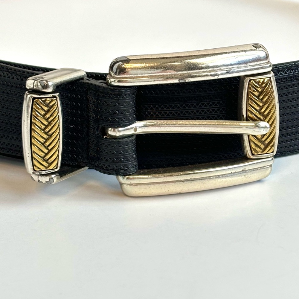 Brighton Black Belt with Gold & Silver Buckle Accents